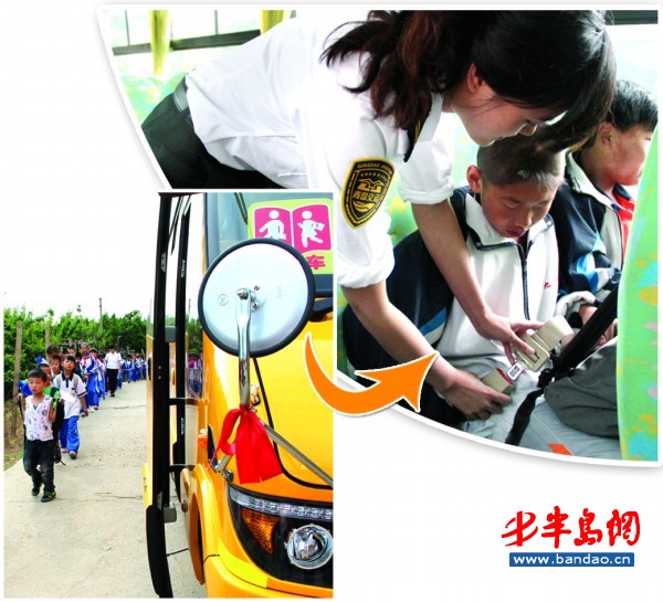 青島城陽山區(qū)記者體驗(yàn)大鼻子校車 村民主動(dòng)停車避讓（圖）