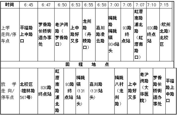 [上海]2012西南位育中學校車線路