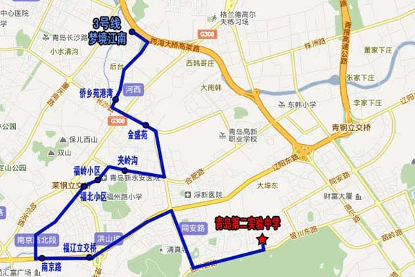 [山東]青島第二實(shí)驗(yàn)中學(xué)校車(chē)線路（圖）