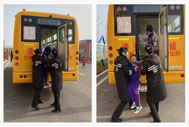 膠州市慧海小學舉行文明乘車暨校車應急逃生演練