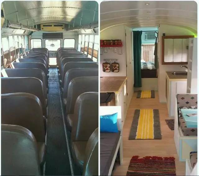 震驚：父子把買來的校車改裝成房車后，看到的人都后悔買房了！